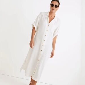 Madewell Cream Button-Down Swim Cover-Up